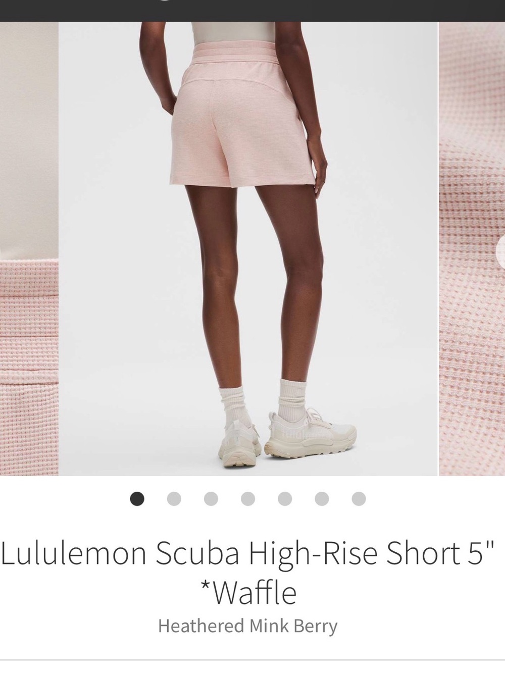 Lululemon scuba high rise waffle 5” shorts heathered mink berry medium nwot